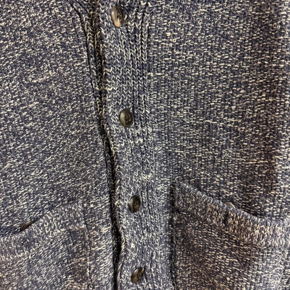 J Crew Mens Blue Speckled Shawl Collar‎ Knit Cardigan Sweater M Old Money Preppy